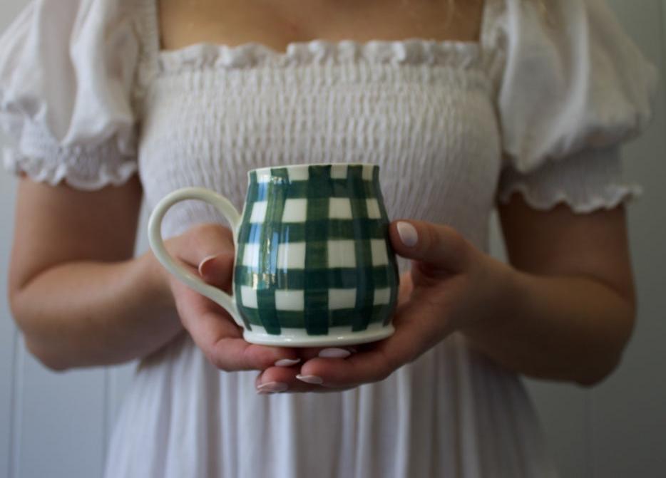 No. 10 Green Gingham Teacup 220ml